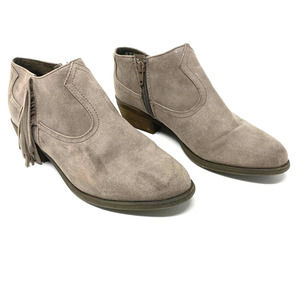 Carlos by Carlos Santana Booties 8M Womens Taupe Gray Suede Side Fringe and Zip